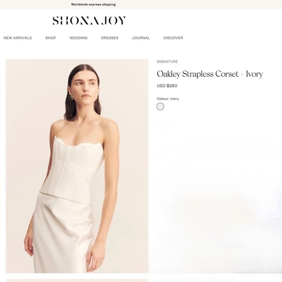 Shona Joy Oakley Strapless corset In Ivory US6 / AU10 - Picture 7 of 8